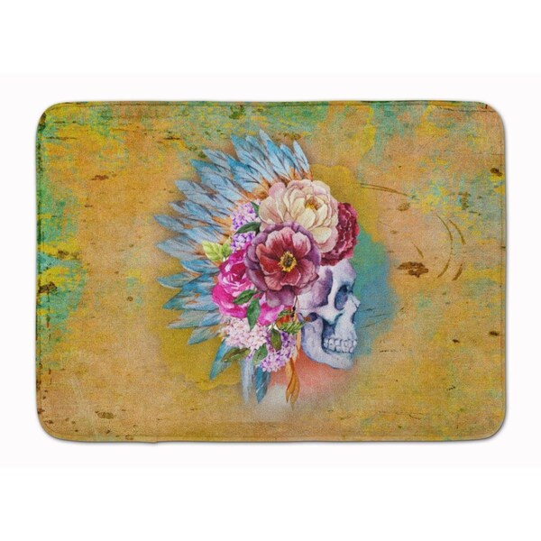 Carolines Treasures Day of the Dead Flowers Skull Machine Washable Memory Foam Mat BB5129RUG - main